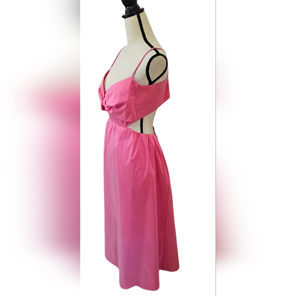 J.Crew Pink Bow-Front Midaxi Dress With Cut-Out Smocked Back,Size 18,NWT - Picture 4 of 16